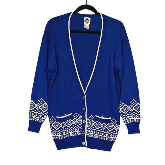 Saks Fifth Avenue Sweaters - Vtg Saks Grandma Cardigan Women Large Nautical Cottage Preppy Coastal Old Money